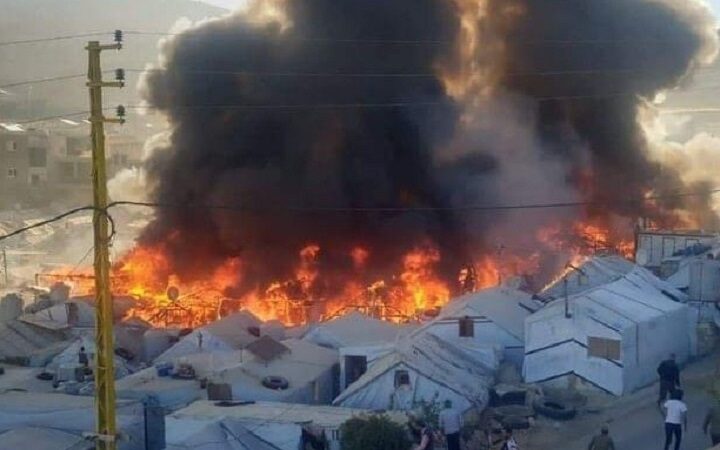 حريق كبير في مخيم للنازحين السوريين في عرسال