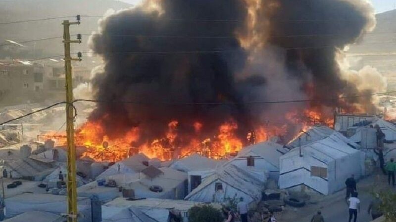 حريق كبير في مخيم للنازحين السوريين في عرسال