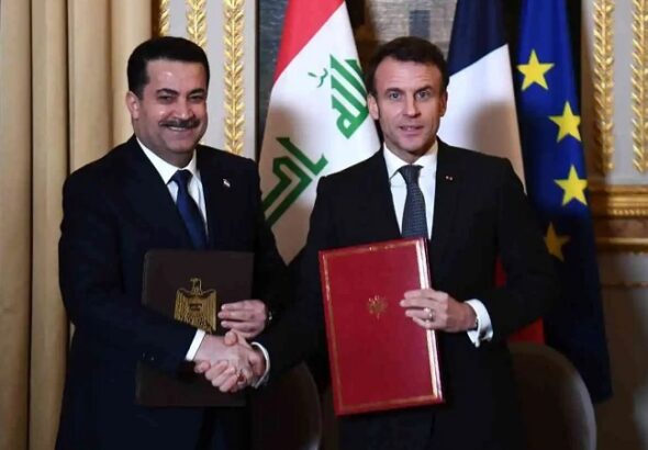 إيمانويل ماكرون و محمد شياع السوداني - فرنسا و العراق